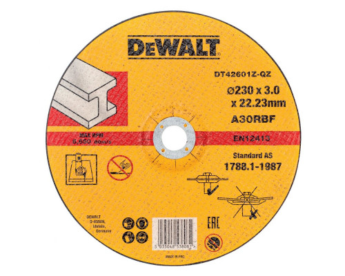 Диск отрезной по металлу Dewalt Industrial 230x2,8x22,2 DT 42601Z