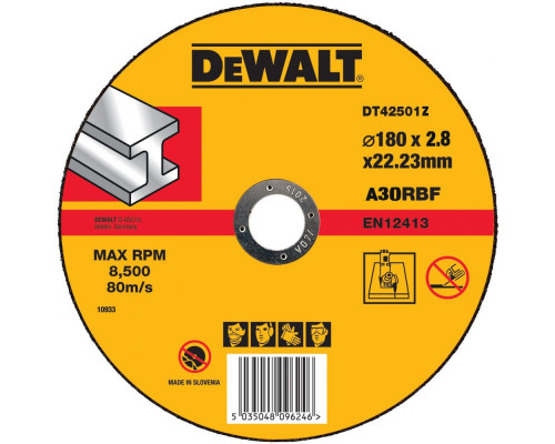 Диск отрезной по металлу Dewalt Industrial 180x2,8x22,2 DT 42501Z