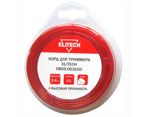 Леска ELITECH 2,4*15 м (круг) 0809.003100 Леска ELITECH 2,4*15 м (круг) 0809.003100