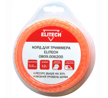 Леска ELITECH 3,0*12 м би-материал (витой квадрат)  0809.006200