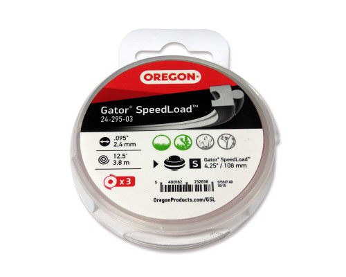 Леска для триммера Oregon 24-295-03 Gator Speedload 2,4 мм x 3,8 м (3 шт) Леска для триммера Oregon 24-295-03 Gator Speedload 2,4 мм x 3,8 м (3 шт)