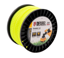 Леска для триммера витой квадрат, 2,4 мм х 243 м, на DIN катушке FLEX CORD Denzel 96298