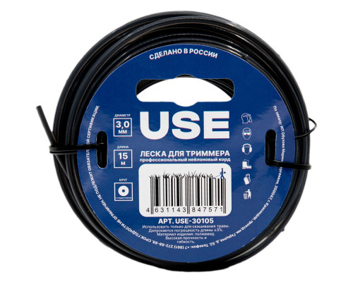 Леска USE 3.0х15 м (круг с сердечником) USE-30105 Леска USE 3.0х15 м (круг с сердечником) USE-30105