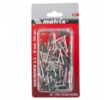 Заклепки 3,2 х 8 мм RAL 6005, темно-зеленые, 50 шт MATRIX 40674