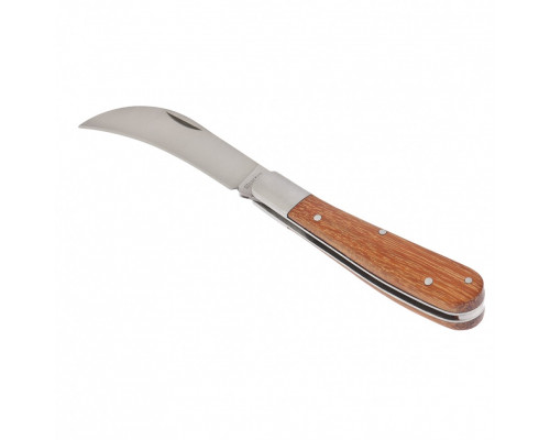 Нож садовый, 170 мм, складной, изогнутое лезвие, деревянная рукоятка PALISAD 79001