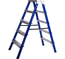Алюминиевая двухсторонняя стремянка с мини-платформой STAIRS 5 ступеней CS 205