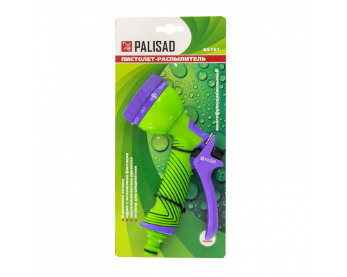Пистолет-распылитель, 9 режимов полива, эргономичная рукоятка PALISAD 65151