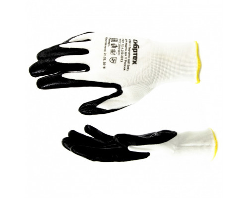 Перчатки полиэфирные с черным нитрильным покрытием маслобензостойкие, L, 15 класс вязки СИБРТЕХ 67861