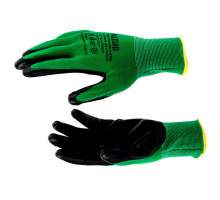Перчатки полиэфирные с черным нитрильным покрытием маслобензостойкие, L, 15 класс вязки. PALISAD