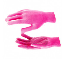Перчатки нейлон, ПВХ точка, 13 класс, цвет розовая фуксия, L.