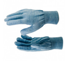 Перчатки трикотажные, акрил, голубой, двойная манжета СИБРТЕХ 68676