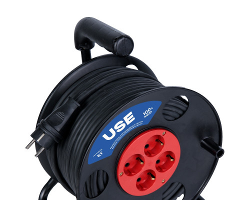 Удлинитель силовой USE КГ 3500 Вт, 50 м, на катушке с заземлением USE303-040 Удлинитель силовой USE КГ 3500 Вт, 50 м, на катушке с заземлением USE303-040