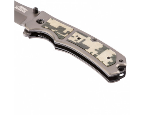 Нож туристический, складной, 210/85 мм, система Liner-Lock, с накладкой G10 на рукоятке БАРС 79204