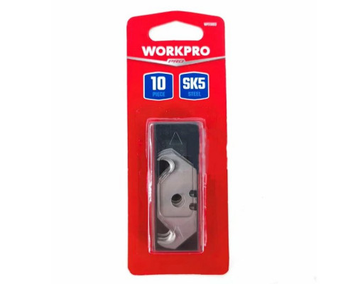 Лезвия трапециевидные с крюком WORKPRO 10 шт, SK-5 WP213023