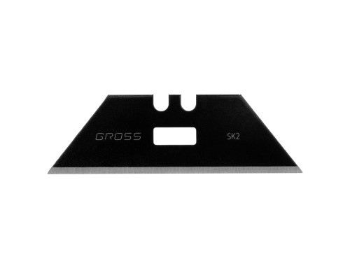 Лезвия GROSS 19 мм, SK2 Black, трапециевидные, выдвижной пластиковый пенал, 10 шт 79377