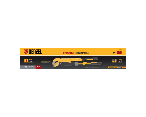Ключ трубный рычажный №1, 1", цельнокованый, CrV, тип "S" Denzel 15652