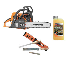 Бензопила VILLARTEC SB025 Legend 16"+масло 1л+Набор заточной Stihl 1101250004S3