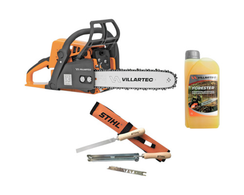 Бензопила VILLARTEC SB025 Legend 16"+масло 1л+Набор заточной Stihl 1101250004S3