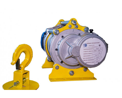 Лебедка TOR KCD-300/600 кг, 220В, с канатом 60 м, 24 м/мин, алюминиевый корпус 1034615
