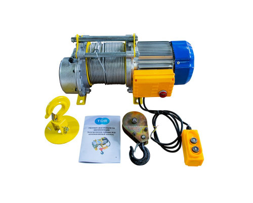 Лебедка TOR KCD-300/600 кг, 380В, с канатом 60 м, 24 м/мин, алюминиевый корпус 1034602