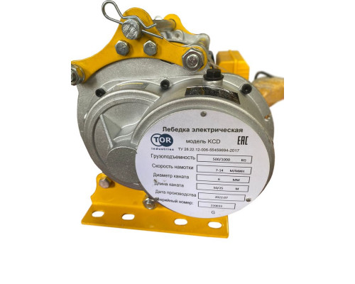 Лебедка TOR KCD-500/1000 кг, 220 В с канатом 50 м алюминиевый корпус 1024003