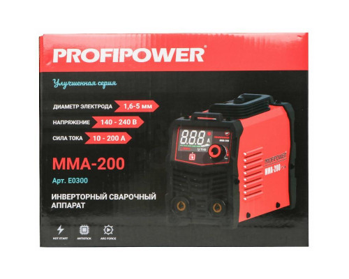Сварочный инвертор Profipower с большом цифровом дисплеем MMA-200 IGBT (140-240В,200A) E0300