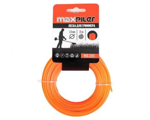 Леска триммерная MAXPILER 2.4 мм х 15 м, квадрат MLB-12415