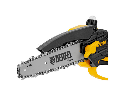 Цепная мини-пила аккумуляторная бесщеточная DENZEL CCS-150, шина 150 мм, Li-Ion, 20 В 58650