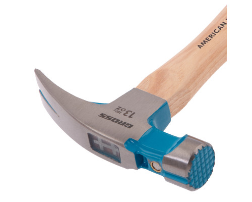 Молоток-гвоздодер 380 г, угол 75, магнит, обрезиненная рукоятка GROSS AMERICAN HICKORY 10413