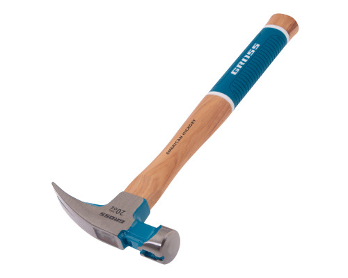 Молоток-гвоздодер,560 г, угол 75, магнит, обрезиненная рукоятка GROSS AMERICAN HICKORY 10419