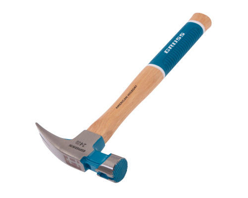 Молоток-гвоздодер, 680 г, угол 75, магнит, обрезиненная рукоятка GROSS AMERICAN HICKORY 10425