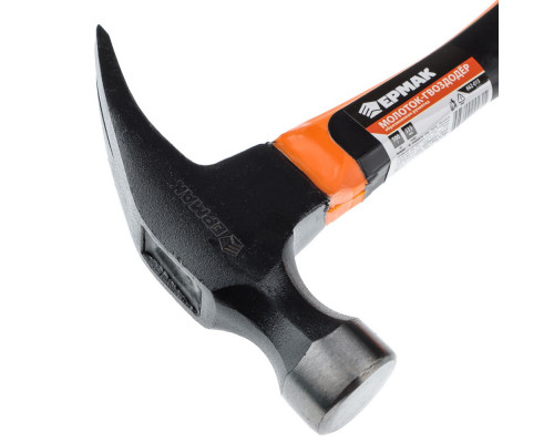 Молоток-гвоздодер ЕРМАК 335 мм, обрезиненная рукоятка 500 гр 662-015