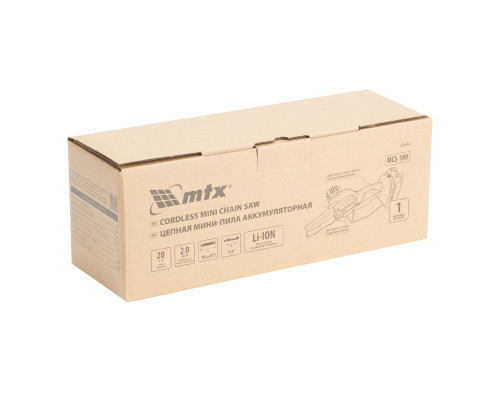 Цепная мини-пила аккумуляторная MTX MCS-100, шина 100 мм, Li-Ion, 20 В 58640