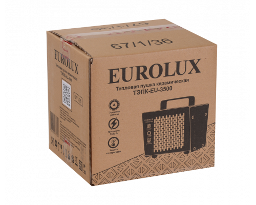 Тепловая электрическая пушка Eurolux ТЭПК-EU-3000 (керам. нагрев. элемент, квадратная) 67/1/36