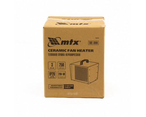 Тепловая пушка керамическая MTX SHC-3000, квадратная, 230 В, 250 м3/ч, 1.5/3 кВт 96424
