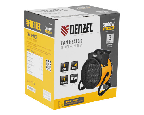 Тепловая пушка, керамический нагреватель Denzel DHC 3-MAX, 230В, 1,5/3 кВт 98404