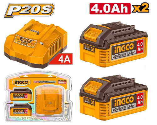 Набор аккумуляторов и зарядное устройство INGCO INDUSTRIAL 2x4 Ач FBCPK2013