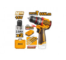 Аккумуляторный ударный бесщеточный шуруповерт INGCO INDUSTRIAL 16 В 66 Нм 22+1+1 CIDLI166062
