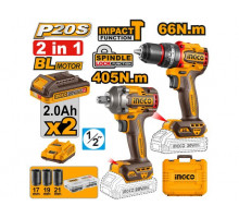 Набор BL 20В гайковерт 405 Нм и шуруповерт 66 Нм INGCO INDUSTRIAL CKLI20286