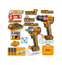 Набор BL 20В гайковерт 405 Нм и шуруповерт 66 Нм INGCO INDUSTRIAL CKLI20286
