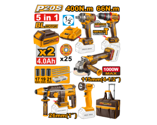 Набор аккумуляторного инструмента INGCO INDUSTRIAL 20 В 5 шт. CKLI20595