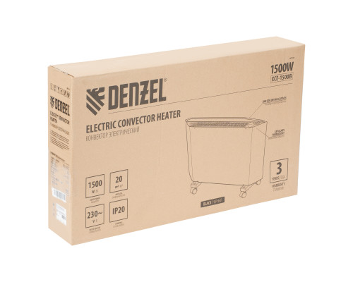 Конвектор электрический Denzel XCE-1500 B, 230 В, 1500 Вт, X-образный нагреватель 98128