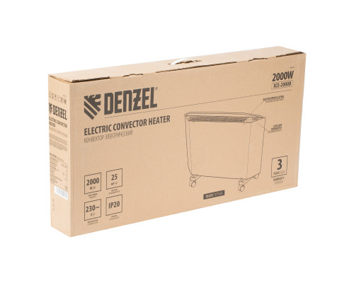 Конвектор электрический Denzel XCE-2000 B, 230 В, 2000 Вт, X-образный нагреватель 98129