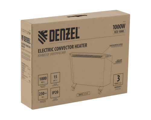 Конвектор электрический Denzel XCE-1000, 230 В, 1000 Вт, X-образный нагреватель 98130