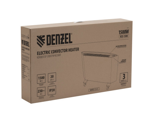 Конвектор электрический Denzel XCE-1500, 230 В, 1500 Вт, X-образный нагреватель 98131