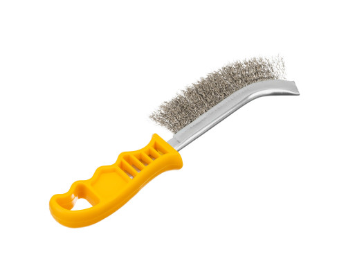Щетка металлическая с пластмассовой ручкой, нержавеющая проволока DENZEL 748287