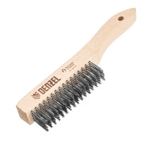 Щетка зачистная 5-и рядная, прямая проволока из нержавеющей стали с деревянной ручкой, EFP Denzel 74845