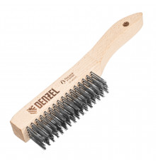 Щетка зачистная 5-и рядная, прямая проволока из нержавеющей стали с деревянной ручкой, EFP Denzel 74845