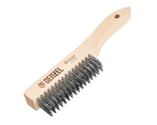 Щетка зачистная 5-и рядная, прямая проволока из нержавеющей стали с деревянной ручкой, EFP Denzel 74845