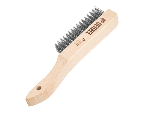 Щетка зачистная 5-и рядная, прямая проволока из нержавеющей стали с деревянной ручкой, EFP Denzel 74845